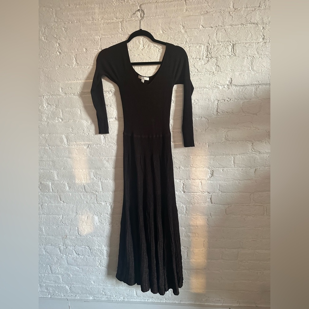 BANANA REPUBLIC SCULPTED V-NECK MAXI DRESS Small brown nwot - Picture 4 of 4